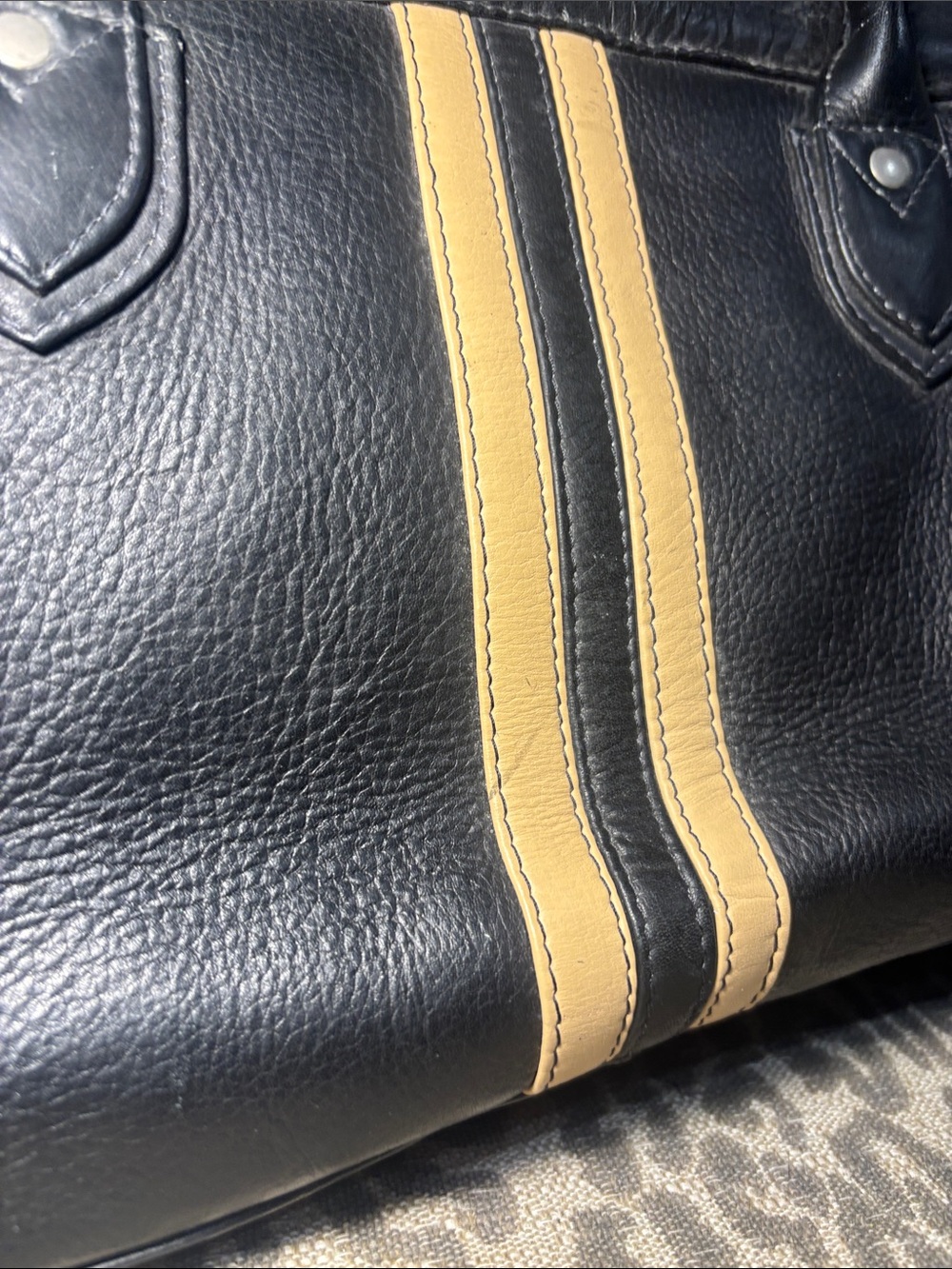 Latico vintage black soft leather striped shoulder bag classic medium purse - Picture 11 of 16